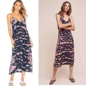 LACAUSA Alma Tie Dye Slip Dress V-Neck Blue/Pink Size Medium